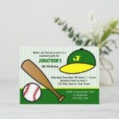 Cute Custom Baseball Birthday Party Green & Yellow Kaart (Staand voorkant)