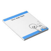 Cute Custom Bichon Frise Cartoon - Pawprint Blue Notitieblok (Schuin)