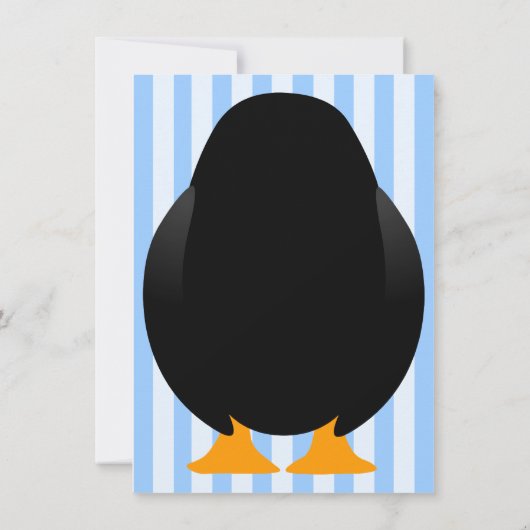 Cute Custom Birthday Party Penguin Invite - Blue Kaart (Achterkant)