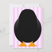 Cute Custom Birthday Party Penguin Invite - Roze Kaart (Achterkant)