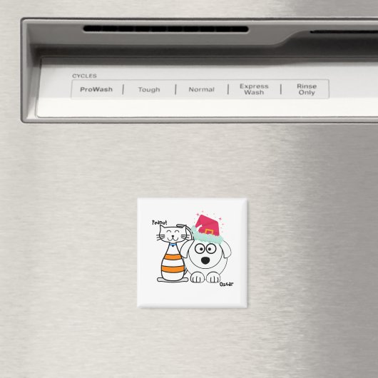 Cute Custom Cat & Dog Kerstmis Magneet (Insitu (Vaatwasser))
