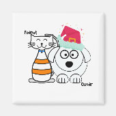 Cute Custom Cat & Dog Kerstmis Magneet (Voorkant)