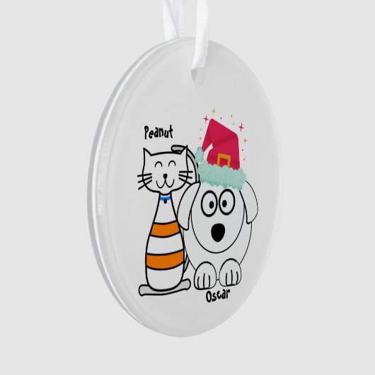 Cute Custom Cat & Dog Kerstmis Ornament (voorkant)