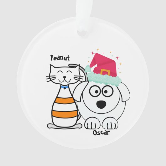 Cute Custom Cat & Dog Kerstmis Ornament (voorkant)
