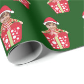 Cute Custom Child Face Photo Christmas Gift Cadeaupapier (Rol Hoek)