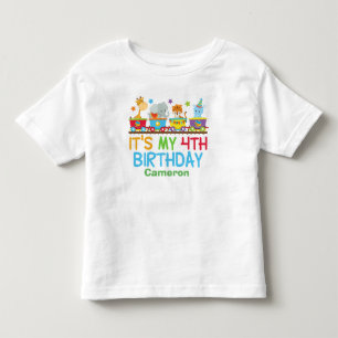 Cute Custom Circus Animal Train 4th Birthday Kinder Shirts