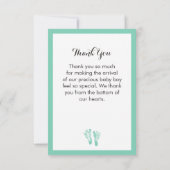 Cute Custom Color Baby Footprint Hartelijk dank Bedankkaart (Achterkant)