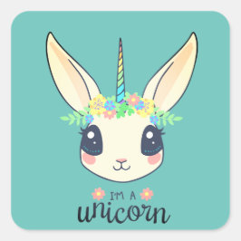 Cute Custom Color Baby Unicorn Bunny Easter Rabbit Vierkante Sticker