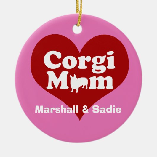 Cute Custom Corgi Mam Heart Keramisch Ornament (Voorkant)
