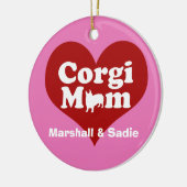 Cute Custom Corgi Mam Heart Keramisch Ornament (Links)