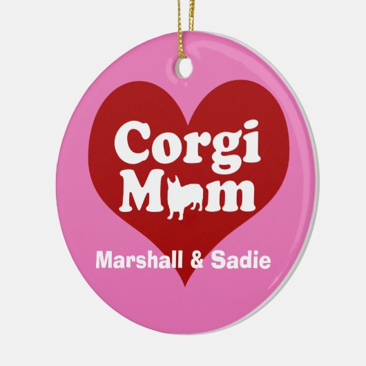 Cute Custom Corgi Mam Heart Keramisch Ornament (Links)
