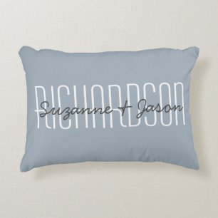 Cute Custom Couple Names Typography Modern Blue Accent Kussen