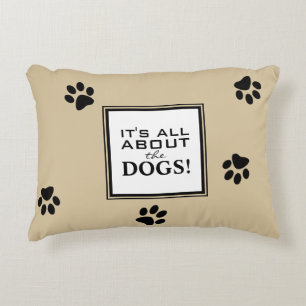 Cute Custom Dog Paw Typography Hondenliefhebber Accent Kussen