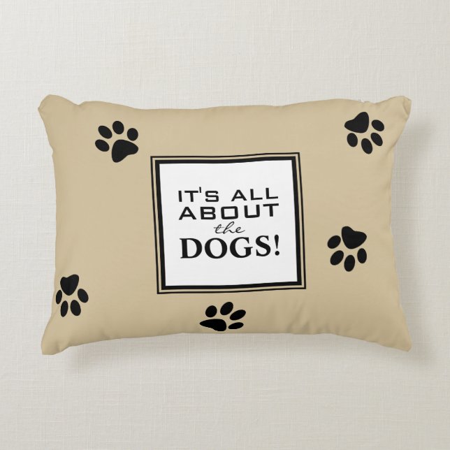 Cute Custom Dog Paw Typography Hondenliefhebber Accent Kussen (Voorkant)