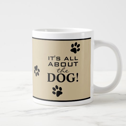 Cute Custom Dog Paw Typography Hondenliefhebber Grote Koffiekop (Rechts)