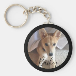 Cute Custom Dog Pet Photo and Name Sleutelhanger