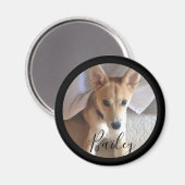 Cute Custom Dog Pet Photo Name Magneet (Voorkant / Achterkant)