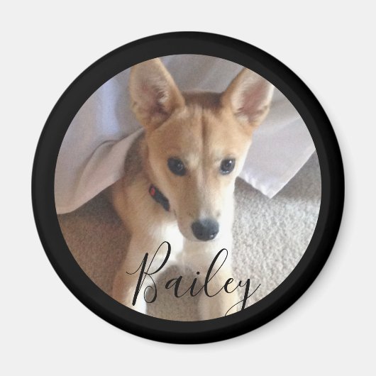 Cute Custom Dog Pet Photo Name Magneet (Voorkant)