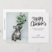 Cute Custom Dog Photo Mistletoe Merry Kerstmis Feestdagenkaart (Voorkant / Achterkant)