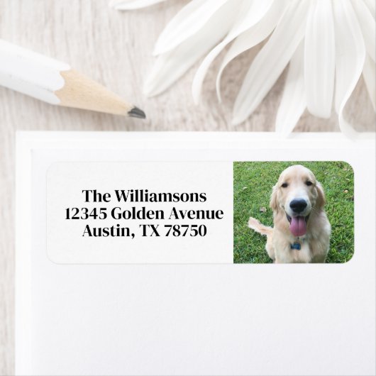 Cute Custom Dog Photo Pet Owner Return Address Etiket (Insitu)