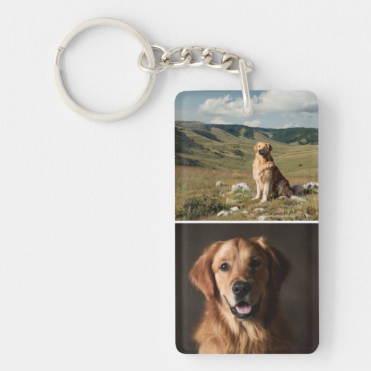 Cute Custom Dog Photos Collage Paw Print Sleutelhanger (Voorkant)