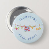 Cute Custom Family Whimsical Fun Pool Party Ronde Button 7,6 Cm (Voorkant /achterkant)