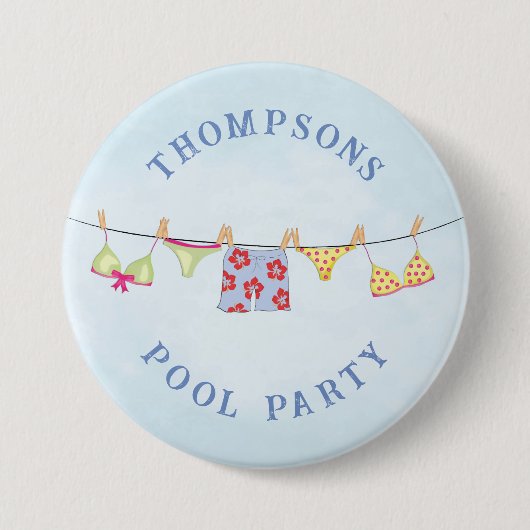 Cute Custom Family Whimsical Fun Pool Party Ronde Button 7,6 Cm (Voorkant)