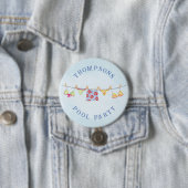 Cute Custom Family Whimsical Fun Pool Party Ronde Button 7,6 Cm (In situ)
