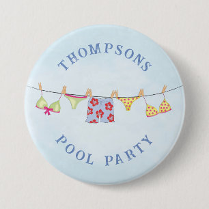 Cute Custom Family Whimsical Fun Pool Party Ronde Button 7,6 Cm
