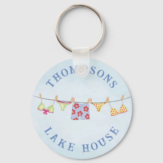 Cute Custom Family Whimsical Lake House Sleutelhanger (Voorkant)