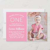Cute Custom Foto Baby Pink Girl 1ste verjaardag Kaart (Voorkant)