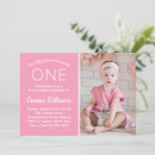 Cute Custom Foto Baby Pink Girl 1ste verjaardag Kaart (Staand voorkant)