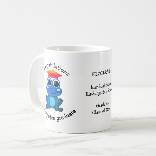 Cute Custom Frog Kindergarten Afstuderen Koffiemok (Voorkant links)