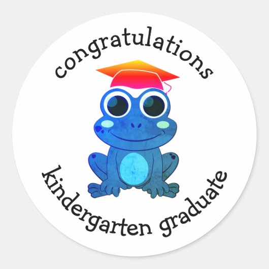 Cute Custom Frog Kindergarten Afstuderen Ronde Sticker (Voorkant)