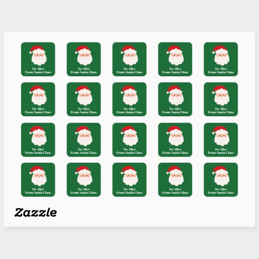 Cute Custom From Santa Claus Green Christmas Gift  Vierkante Sticker (Vel)