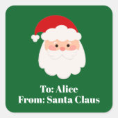 Cute Custom From Santa Claus Green Christmas Gift  Vierkante Sticker (Voorkant)