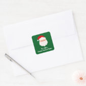 Cute Custom From Santa Claus Green Christmas Gift  Vierkante Sticker (Envelop)