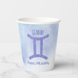 Cute Custom Gemini Sign Paars Birthday Party Papieren Bekers