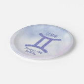 Cute Custom Gemini Sign Paars Birthday Party Papieren Bordje (Gekanteld)