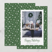 Cute Custom Green Stars Foto Feestdagenkaart (Voorkant / Achterkant)