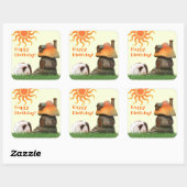 Cute Custom Guinea Pig Mushroom House Vierkante Sticker (Vel)