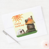 Cute Custom Guinea Pig Mushroom House Vierkante Sticker (Envelop)