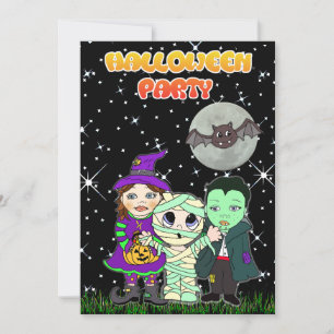 Cute Custom Halloween Invite Kaart