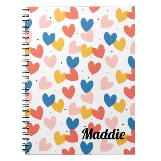Cute Custom Heart Pattern Spiral Photo Notitieboek (Voorkant)