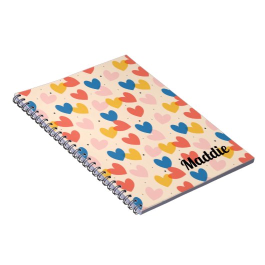 Cute Custom Heart Pattern Spiral Photo Notitieboek (Rechterzijde)