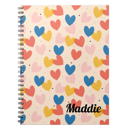 Cute Custom Heart Pattern Spiral Photo Notitieboek (Voorkant)