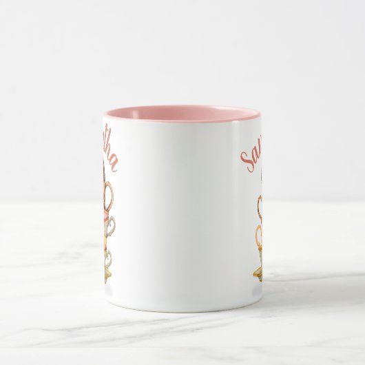 Cute Custom Hedegel en Colorful Teacups Mok (Midden)
