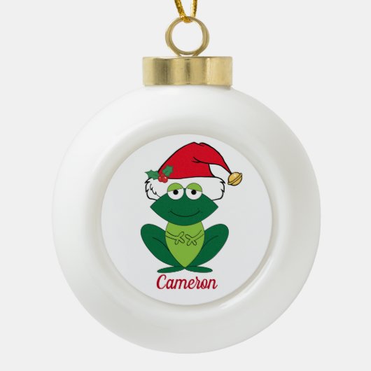 Cute Custom Kerstkikker Keramische Bal Ornament (Voorkant)