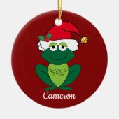 Cute Custom kerstkikker Santa Keramisch Ornament (Voorkant)