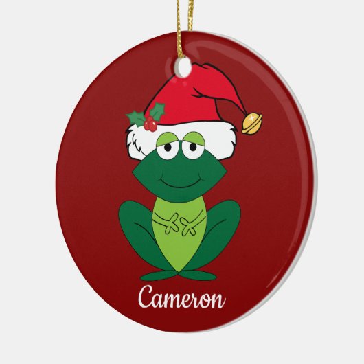 Cute Custom kerstkikker Santa Keramisch Ornament (Links)